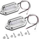 Justech 2PCS 4LED License Plate Light, Waterproof 12V 24V LED Tag lights Assembly White Light for Cars, Trucks, Trailers, Van, RV, Caravans and Lorries- Silver