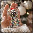 2 x Raccoon Christmas Ornament, Double-Sided Print, Racoon Ornament, Animal Ornaments, Funny Christmas Ornaments, Funny Raccoon Gifts for Women, Racoon Gift, for Grandkids, Family, Friends