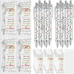 15 Sets Coworker Christmas Gift Bulk Employee Appreciation Ballpoint Pen with Inspirational Coworkers Are Like Christmas Light Cards for Office Staff Team Teacher