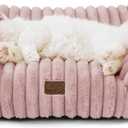 Bedsure Cute Cat Couch for Pets - Fluffy Cat Sofa with Premium Soft Corduroy Fleece, Fuzzy Pet Couch Bed with Removable Washable Cover, Supportive Chair for Indoor Cats, 24inch, Blush Pink (24x18x10")