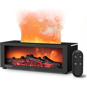 TMEHM Fireplace Flame Air Diffuser Humidifier, 7 Colors Aromatherapy Essential Oil Diffuser, Ultrasonic Aroma Humidifier with Timer for Home, Bedroom, Office, Yoga (Black, L)