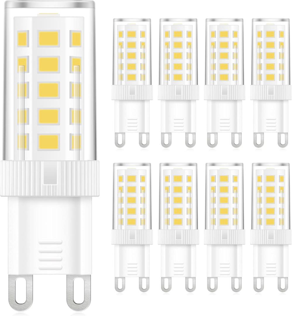 8-Pack G9 LED Bulb, 40 watt Halogen Replacement, Daylight White 6000K, Non-dimmable T4 LED Bulb with G9 Bi Pin Base, 120V Small Light Bulbs for Chandelier, Bathroom Vanity Light Fixture
