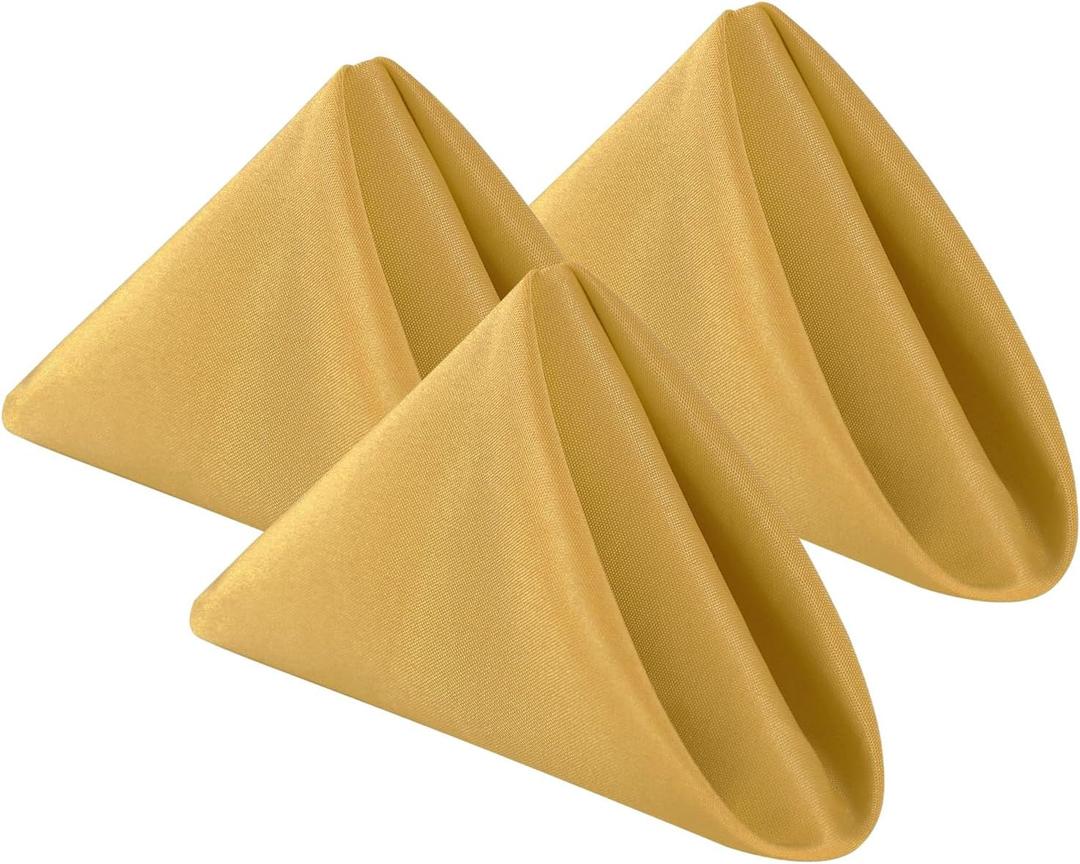 Bailarina Cloth Napkins Set of 120,17x17 inches Dinner Napkins Cloth Washable, Polyester Square Table Cloth Napkin Bulk with Hemmed Edges Ideal for Banquets, Parties and Weddings-Gold