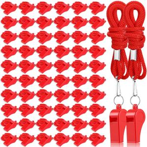 MAQUITA 60 Pcs Whistles Bulk with Lanyard Sports Loud Crisp Sound Whistles for Coach Referees Training Emergency