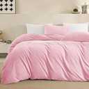 JELLYMONI Baby Pink Velvet Duvet Cover Queen Size - 3 Piece Ultra Soft Plush Bedding Set, Luxury Fluffy Comforter Cover with Zipper Closure & 8 Corner Ties for Bedroom