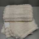 BEDELITE Fleece Throw Blanket for Couch - 300GSM Soft & Warm Fluffy Cream White Blanket, Decorative and Giftable Striped Blankets for Women, Men, 50"x60"