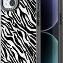 Compatible for iPhone 15 Case Cute Aesthetic - Durable Fashion Funny Phone Case - Girly Black Zebra Print Pattern Print Cover Design for Woman Girl 6.1 inches Black