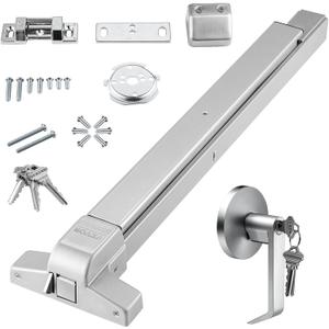 VEVOR Door Push Bar Panic Exit Device, 28 Stainless Steel Commercial Emergency Exit Door Push Bar with Exterior Lever and 3 Keys, Emergency Exit Door Hardware for 28"-41" Metal Wood Door