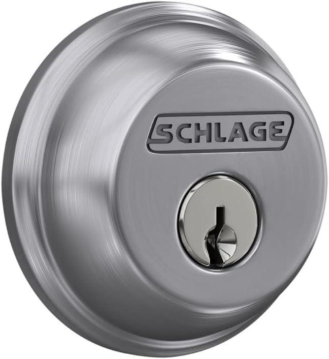 Schlage B60 N 626 Deadbolt, Keyed 1 Side, Highest Residential Security, Satin Chrome