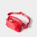 Pander Two Way Zipper Fanny Pack Nylon Everywhere Belt Bag for Women, Water Repellent Waist Packs, Crossbody Bags with Adjustable Strap (Red).