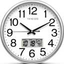 Wall Clock, 13 Inch Non-Ticking Silent Battery Operated Quartz Analog with LCD Display for Perpetual Calendar and F Temperature, Ideal Modern Home, Bedroom, Kitchen, Office Dcor (Sliver)