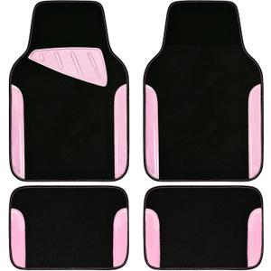 CAR PASS Jelly Waterproof Universal Fit Car Floor Mats, Girly Car Carpet Mats with Anti-Slip Nibbs Backing & Driver Heel Pad Fit for SUV, Vans, sedans, Cute car mats of 4pcs for Women (Pink)