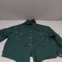 AMEBELLE Women's Roll Up 3/4 Sleeve Tie Front Knot Shirt Chambray Denim Crop Top (Large, Darkgreen)