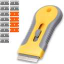 Razor Blade Scrape with 15pcs Extra Blades, Scraper Tool, Razor Blade Retractable, Paint Stripping Tool, Cleaning Tool for Removing Labels, Stickers, Decals, Paint from Glass and Stovetop-WEGAZ