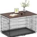 Piskyet Dog Crate Topper Wood Countertop for 42 inch Dog Cage, Dog Crate Cover, Dog Kennel Topper (Crate Not Include) (Walnut, for 42 Inch Crate)