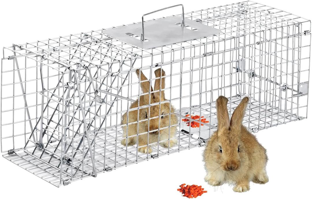Animal Traps,Live Animal Trap for Cats,Rabbits, Squirrels,cat Trap for Stray Cats, Live Traps for Raccoons, Steel Foldable with Pedal Triggers (24 x 7 x 8 inches)