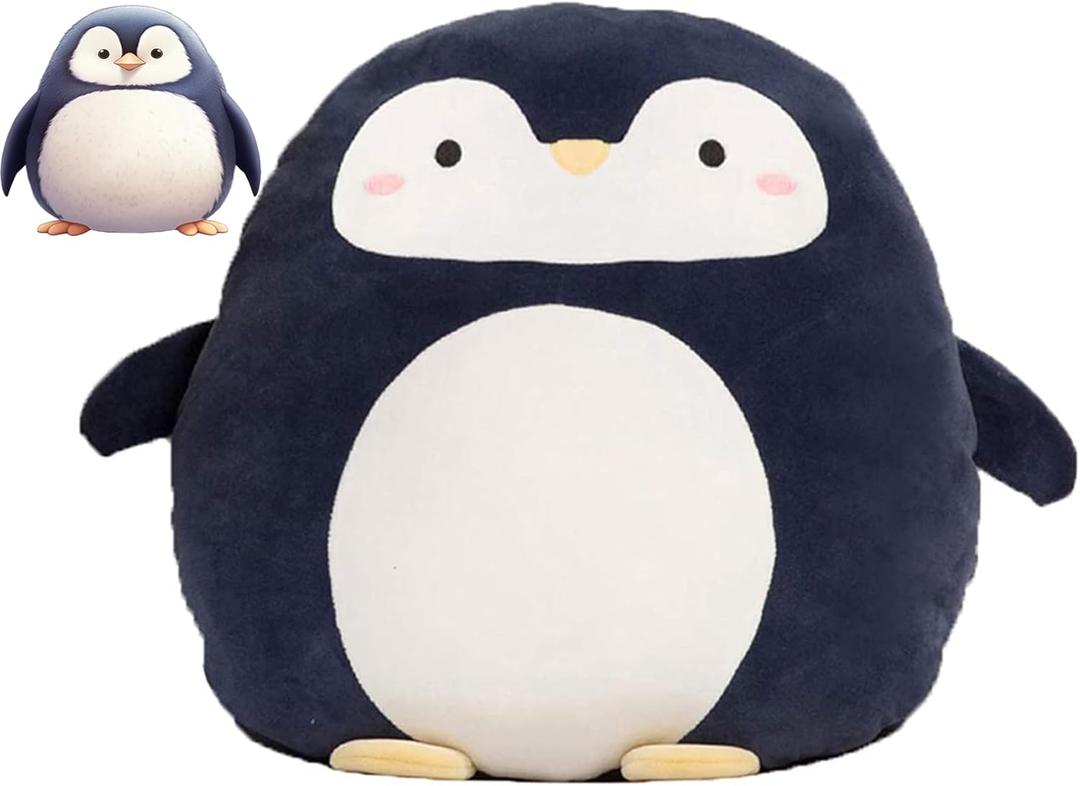 Soft Flat Penguin Plush Hugging Pillow Cute Navy Blue Penguin Stuffed Animal Plushies Toys Kids Anime Cushion for Birthday, Valentine's Day, Christmas...16.5 Inch