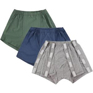 Lmaray 3 Pack Post Surgery Boxers for Men, Adaptive Underwears, Tear Away Underwear, Incontinence Stick-on Briefs, XL