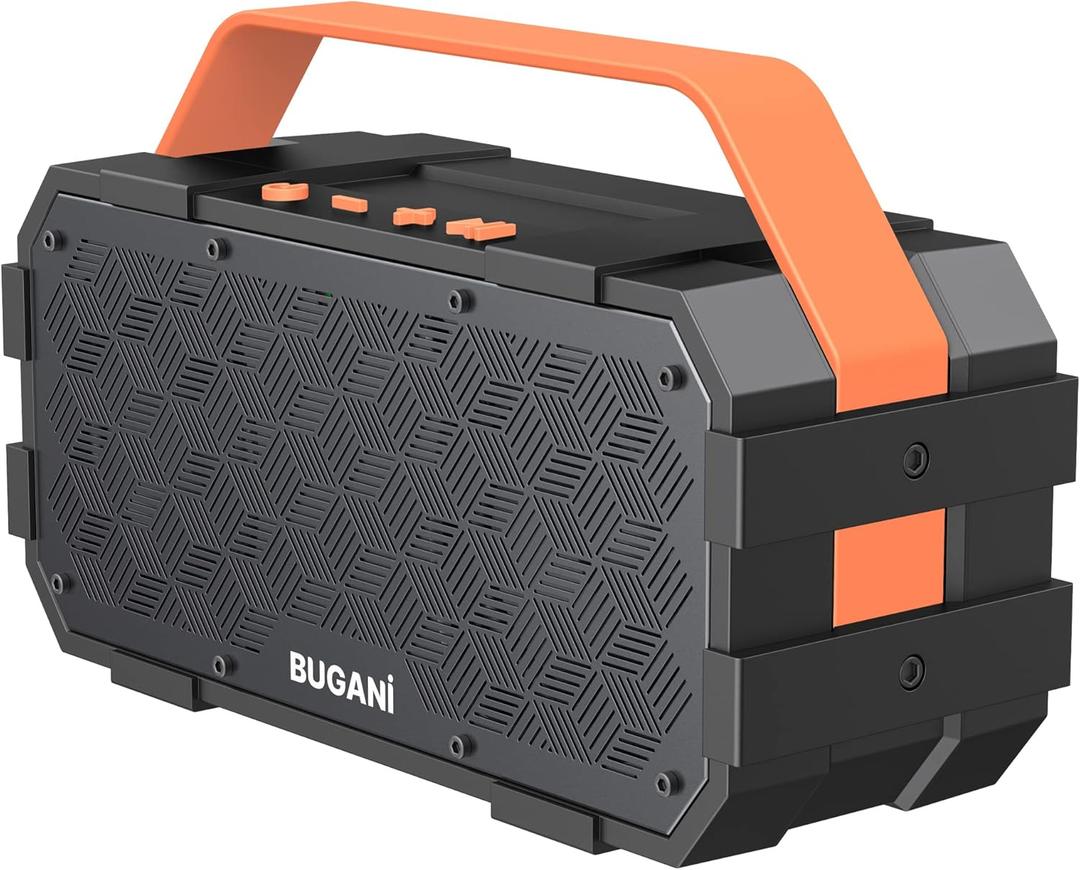 BUGANI Bluetooth Speaker, Portable Bluetooth Speakers with 40W Stereo Sound, Loud Bluetooth Speaker 24H Playtime Support TF Card/AUX, IPX6 Waterproof for Beach Camping Outdoor Indoor (Orange)