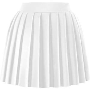 tagunop Women's Mini Pleated Skirts Y2k Skater Skirt Club Skirts for Women Sexy A-Line Uniform Tennis Skirt White XL