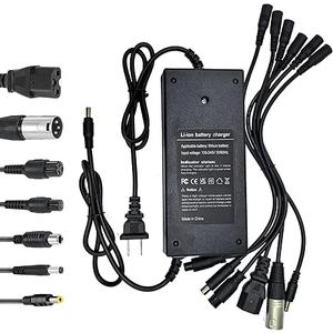 54.6V 3A Charger(7 Plugs) Universal for 13S 48V Li-ion Battery，Fast and Safe Battery Charger 3Prong GX16/DC 5.5x2.5mm/XLR/IEC/RCA Connector Power Supply Adapter