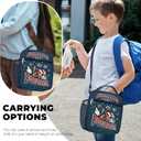 Clastyle Hero Insulated Kids Lunch Bag Large Thermal Cooler Bag for Boy Picnic School Lunch Box Tote,Blue Rugby