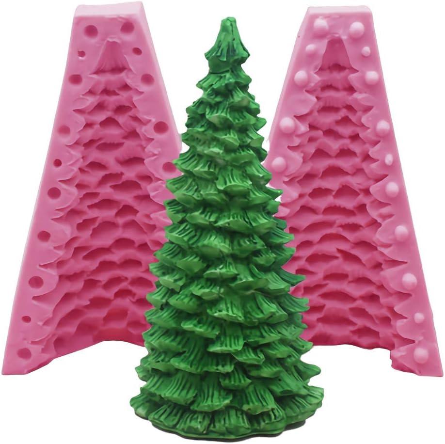 3D Christmas Tree Silicone Candle Mold for Candle Making, Xmas Pine Tree Silicone Soap Molds DIY Cake Decorating Candle Making Supplies (Large)
