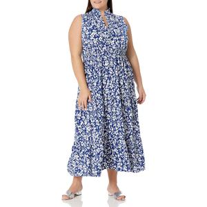 London Times Women's Easy Feminine Versatile Smocked Waist Ruffle Neckline, 20W