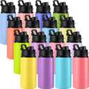 Sunnyray 16 Pcs Aluminum Water Bottle Bulk Multicolor Reusable Sports Bottle with Snap Lids Multipack Vacuum Water Flask for Travel Camping, Picnics, Gym, Hiking, Cycling, Fishing (17oz)