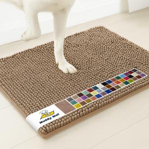 Muddy Mat | Super Water Absorbent Door Mat Indoor, Microfiber Quick Dry Chenille Entryway Rug, Slip Resistant Front Door Mat, Indoor Mats for Entryway, Machine Washable Pet Rug, Tan 48" x 60"