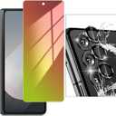 CYCFAIML for Samsung Galaxy Z Fold 5 Screen Protector, Gradient Colorful Privacy Anti Blue Light Tempered Glass Front Screen Protector with Rear Metal Camera Lens Protector, Bubble Free Anti Scratch