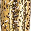 Modern Coral Openwork Ceramic Vase, 16 inch Floor vase for Home dcor, Gold Tall vase for Living Room. Pampas Grass Flower Vases for Bathroom Decor Bedroom Decor