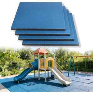 MYOYAY 4 Pack Interlocking Tiles 20"x20"x1" Heavy Duty Rubber Tile Green Non-Slip Flooring Mat for Playground Park Gym Indoor and Outdoor, Cover 11.12 Sq. FT