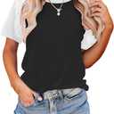Bingerlily Women's Casual T-Shirts 3/4 Sleeve Color Block Cute Tops Comfy Blouses (Gray, M)