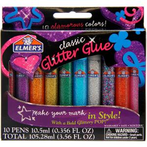 ELMERS E199 Elmer's 3D Washable Glitter Glue Pens, Classic Rainbow, Pack of 10 Pens - Great for Making Slime