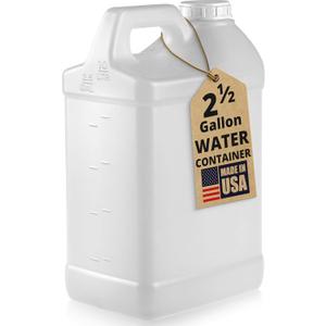 kitchentoolz 2.5 Gallon Water Jug  Water Container Heavy-Duty HDPE Carboy for Automotive Used Oil Container & Liquid Storage  10 Liter Water Jugs with Secure Lid  Made in USA (Translucent)