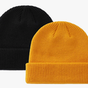 ZOORON 2 Pack Beanie for Women Men Ski Watch Cap Cuffed Plain Skull Knit Hat Soft Fisherman Winter Hat, Black And Burt Orange