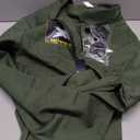 3Pcs Flight Costume Suit Adult Men Force Pilot Costume Green Jumpsuit Glasses Necklace Halloween Cosplay Outfits (2X-Large)