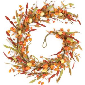 Fall Decor, Fall Garland, 6FT Autumn Eucalyptus Leaves Pumpkin Harvest Festival Thanksgiving Christmas Hanging Garlands for Home Wedding Mantle Indoor Window Wall Arch Background Decoration