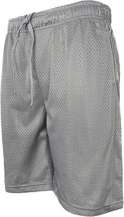 StyLeUp Men's Active Athletic Mesh Basketball Gym Shorts, Gray, M