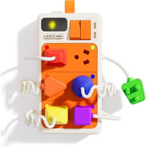 Aprilwolf 9 PCS Sensory Plug Outlet for Toddlers 2-3, Power Strip Montessori Toys for 18+ Months, Busy Board with Light & Sounds, Airplane Car Travel Toys Gift for Baby