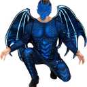 Morph Dragon Costume Adult (2 Colors),Mens Dragon Costume for Adults Jumpsuit Halloween Costumes for Men (Large, Blue)