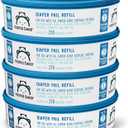 Amazon Brand - Mama Bear Diaper Pail Refills with Odor Control for Diaper Genie Pails, Unscented, 1080 Count (4 Packs of 270 Count)