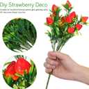 Cabilock 6pcs Fake Strawberry Plant Decor Artificial Strawberry Branch Simulated Fruit Stem Flower Bouquet for Home Wedding Table Decor