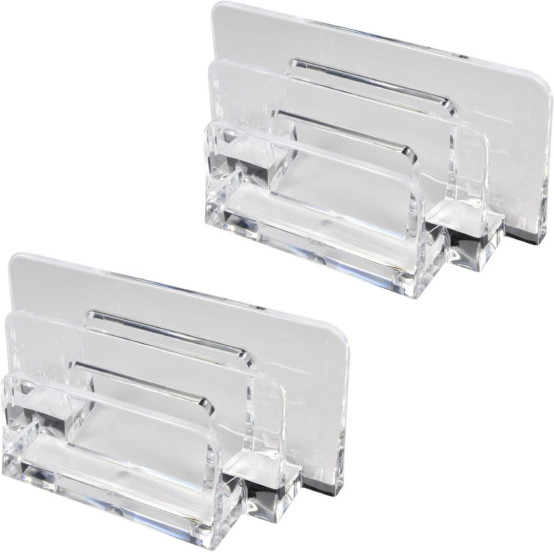 Acrylic Letter Sorter Little File Folder Sorter (2 Pack) for Paper, Letter, Envelope, Office File Organizer, Office Supplies, Desk Accessories - Clear