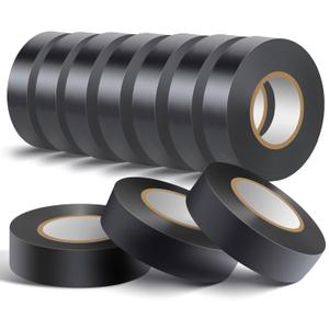 10 Pack Black Electrical Tape Waterproof3/4 in x 60ftHigh Temperature Electric Tape Weatherproof Home Outdoor Multipurpose Insulating Wire WrappingMaximum Voltage