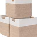 1513 Inch Storage Cubes, 3 Pack Cube Storage Bins for Organizing, Cotton Rope Woven Baskets for Shelves, Bathroom, Kids Room, Closets, Baby Nursery