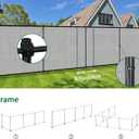 6'Hx12'W Outdoor Freestanding Privacy Screen Fence Panels with Iron Poles, Mesh Shade Net Cover Temporary Fencing for Patio Backyard Garden Deck, Light Gray