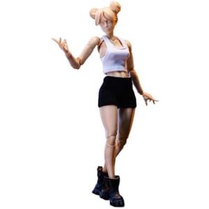 1/12 Scale Female Action Figure,6inch Super Flexible Girl Figure Body Doll with Head Sculpt&Replaceable Chest Legs Accessory Collection (Pale Skin)