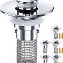 6 Pcs Bathroom Sink Drain Strainer Pop up Sink Drain Filter with Removable Stainless Steel Filter Basket Hair Catcher for Us Bathroom Bathtubs Showers Stopper Replacement